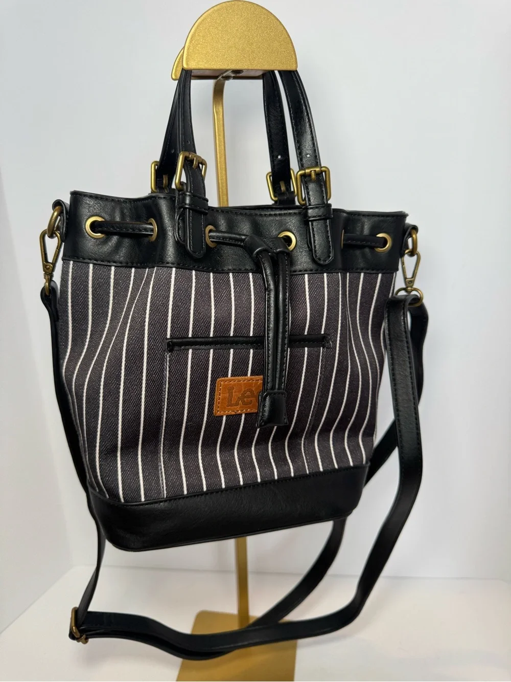 Montana West × Lee Women's Stripe Canvas Drawstring Bucket Bag!